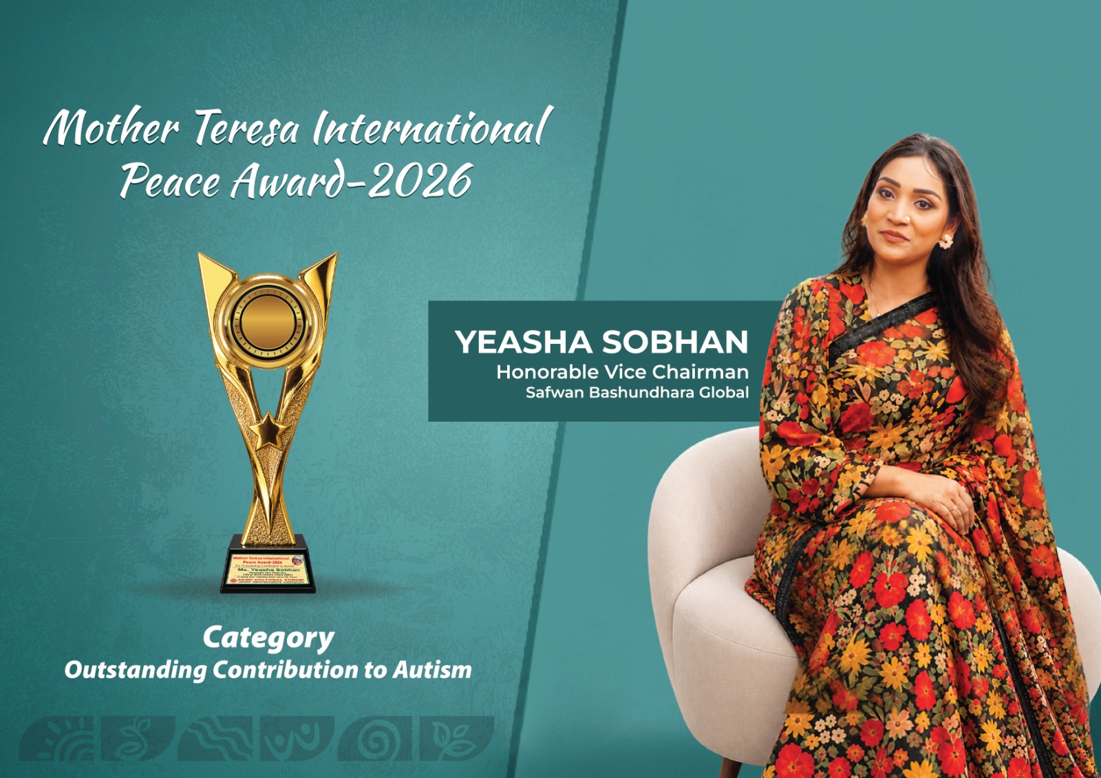 Yasha Sobhan honoured with Mother Teresa International Peace Award 2026